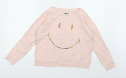 Smiley Girls Pink  Jersey Pullover Sweatshirt Size 12 Years  - smiley face