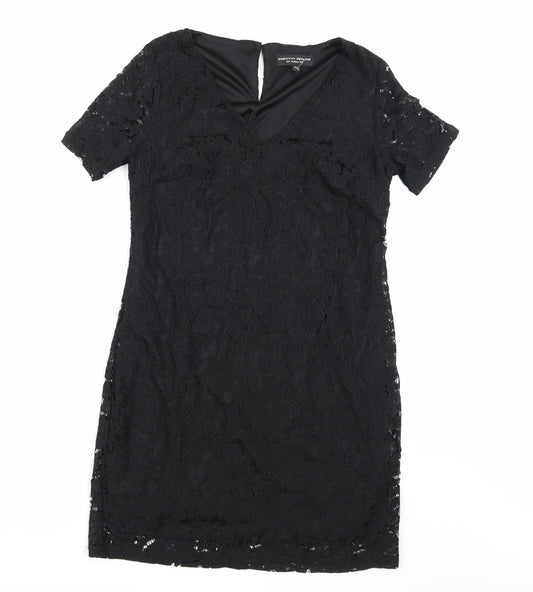 Dorothy Perkins Womens Black Floral  A-Line  Size 6