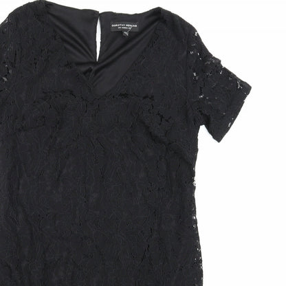 Dorothy Perkins Womens Black Floral  A-Line  Size 6