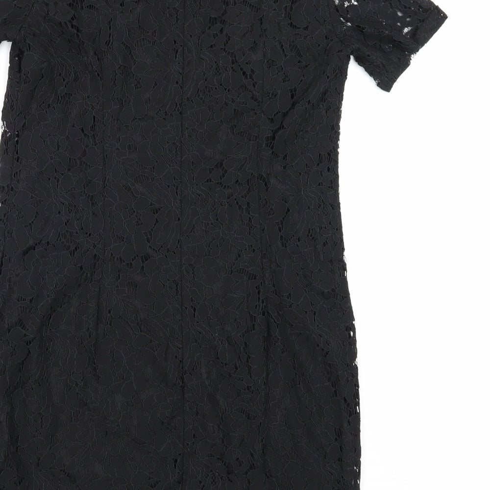 Dorothy Perkins Womens Black Floral  A-Line  Size 6