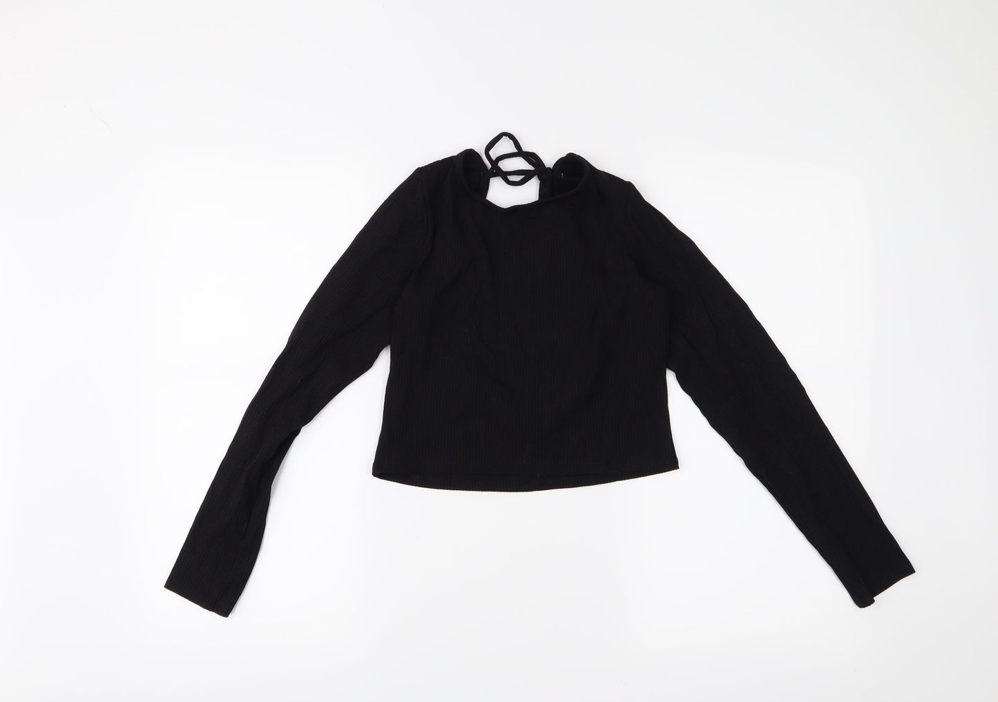 Womens UK Size S MONKL Black Cropped Blouse