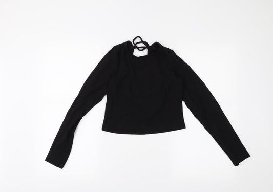 Womens UK Size S MONKL Black Cropped Blouse