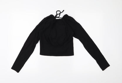 Womens UK Size S MONKL Black Cropped Blouse