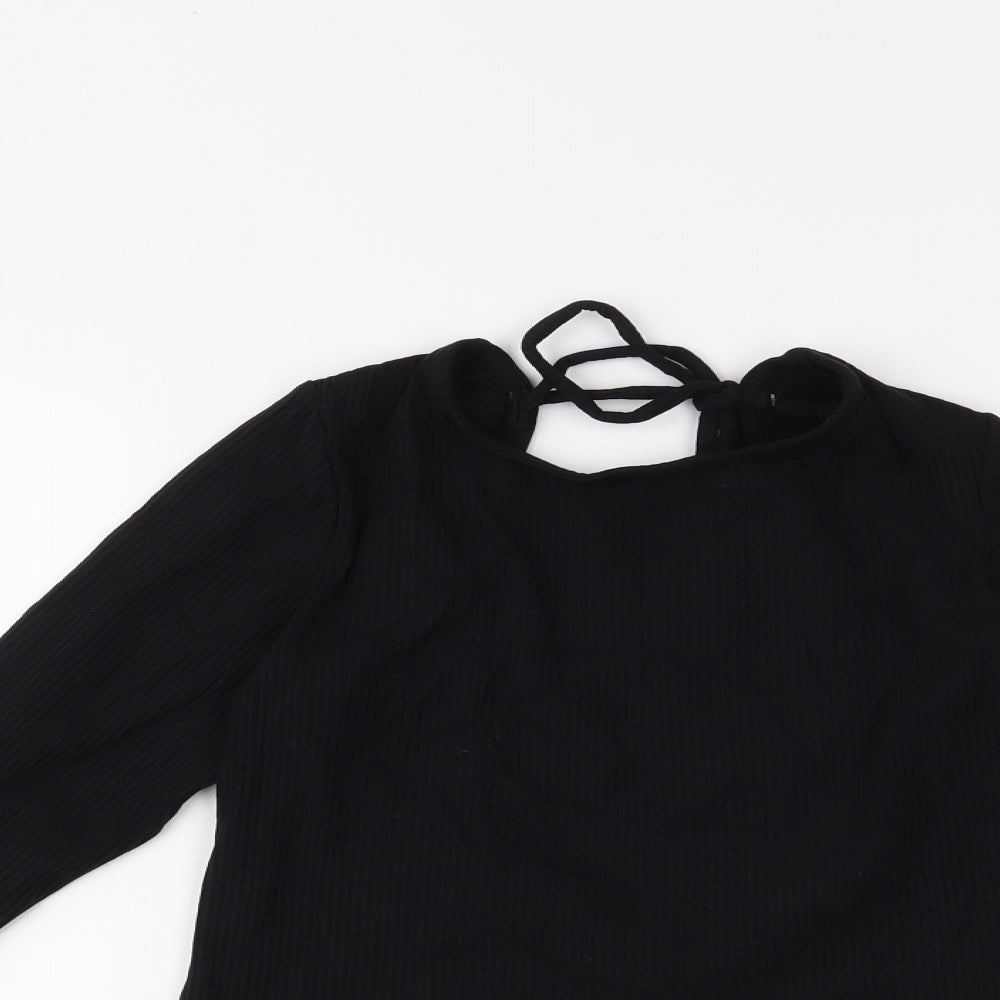 Womens UK Size S MONKL Black Cropped Blouse