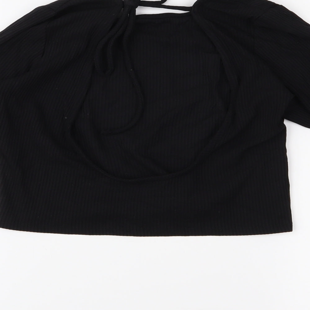 Womens UK Size S MONKL Black Cropped Blouse