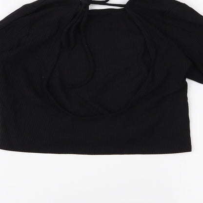 Womens UK Size S MONKL Black Cropped Blouse