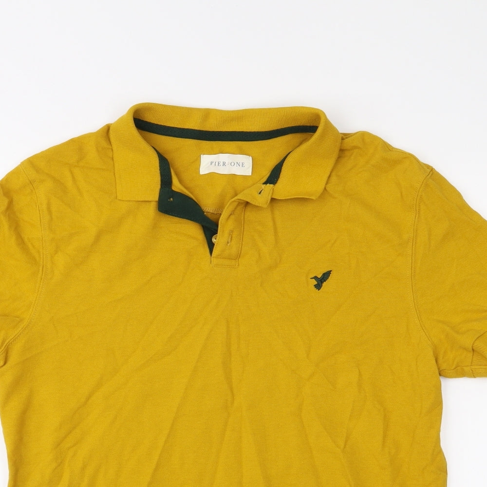 Pier One Mens Yellow    Polo Size M