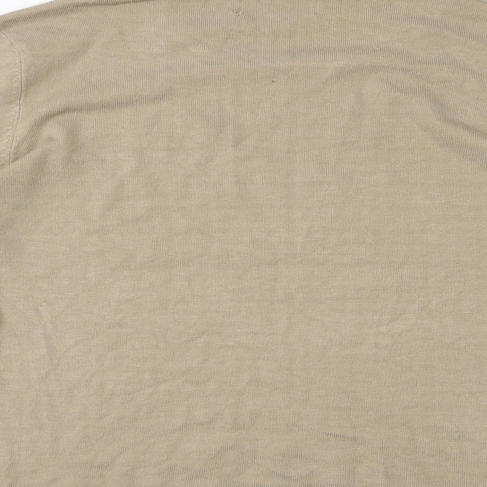 Womens UK Size M BASSINI Beige Basic T-Shirt