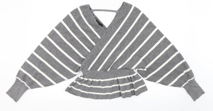 Newlook Womens Grey Striped  Pullover Jumper Size S