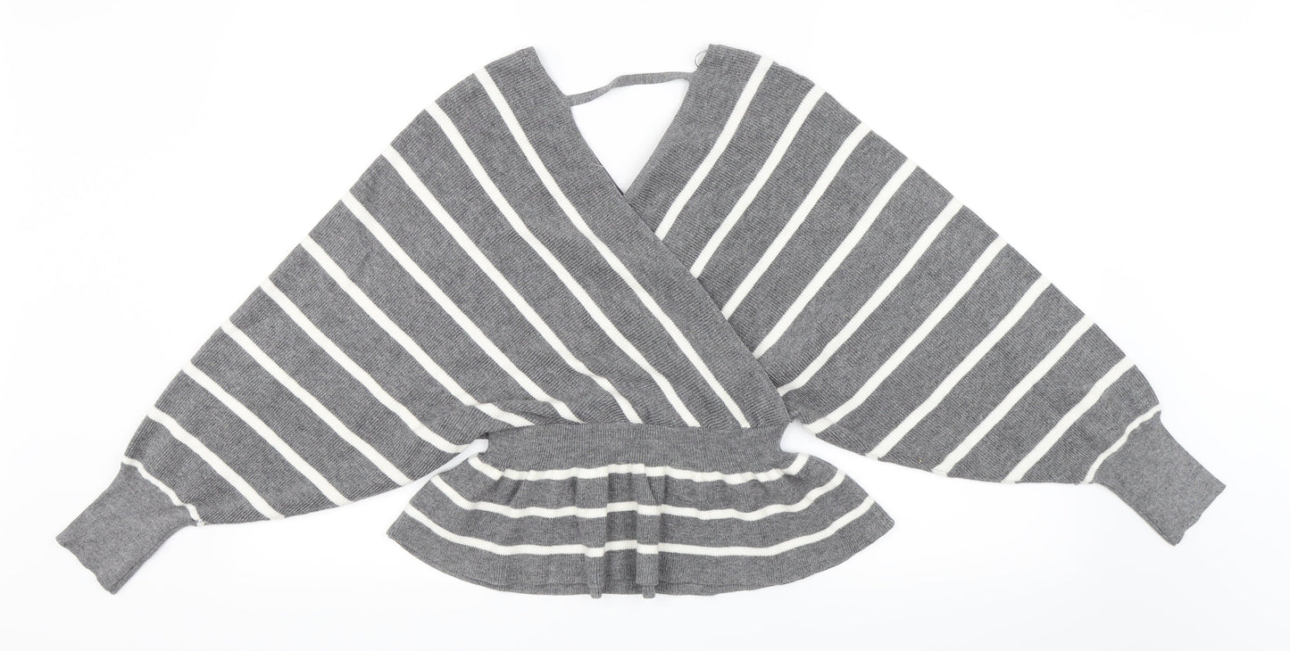 Newlook Womens Grey Striped  Pullover Jumper Size S