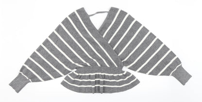 Newlook Womens Grey Striped  Pullover Jumper Size S