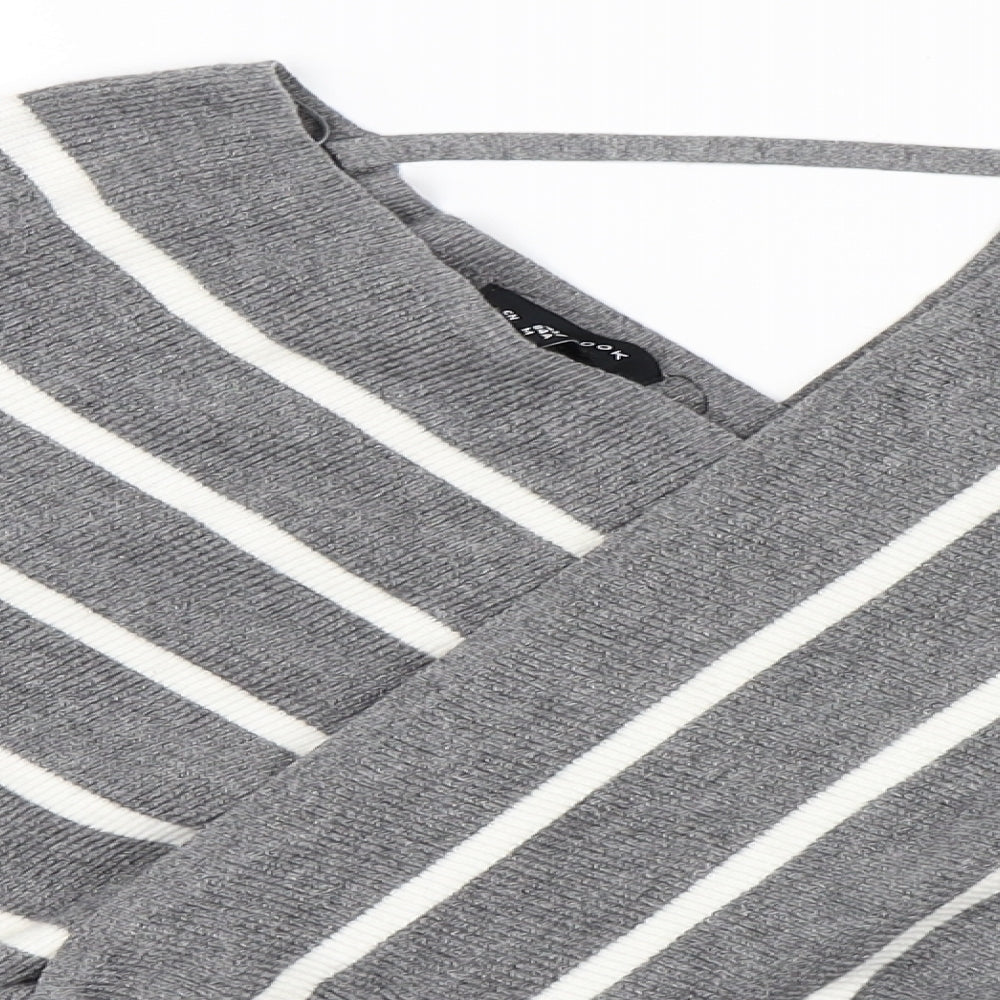 Newlook Womens Grey Striped  Pullover Jumper Size S
