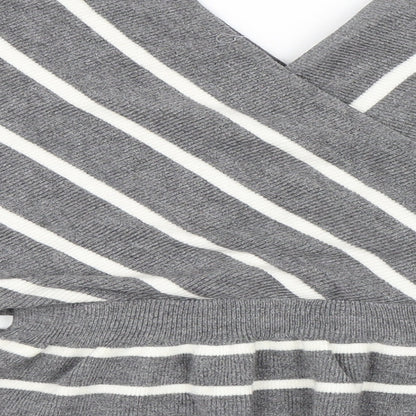 Newlook Womens Grey Striped  Pullover Jumper Size S