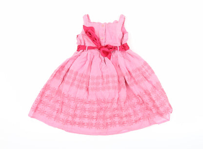 Monsoon Girls Pink Floral  Fit & Flare  Size 18-24 Months