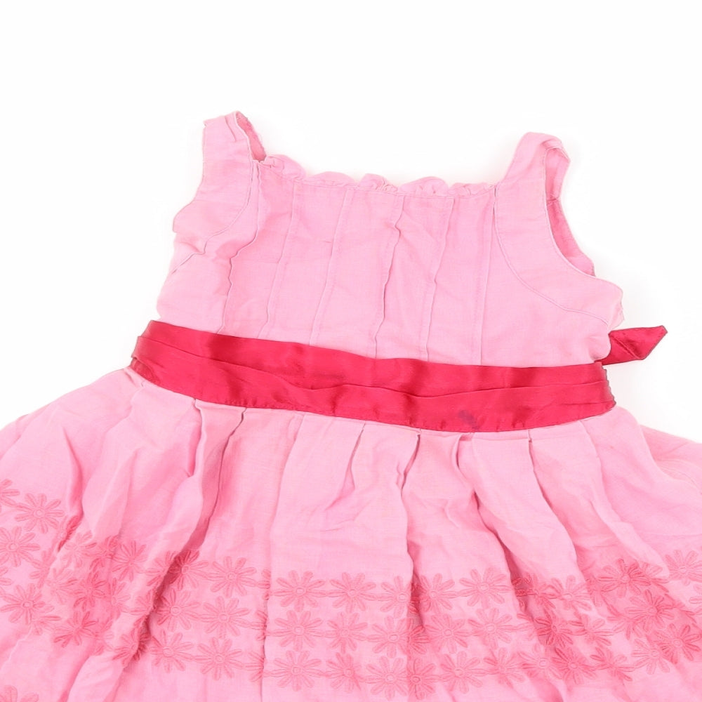 Monsoon Girls Pink Floral  Fit & Flare  Size 18-24 Months