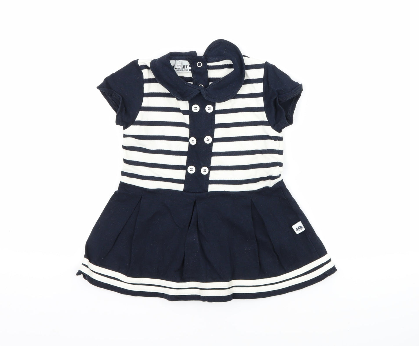 Hublot Girls Blue Striped  A-Line  Size 18 Months