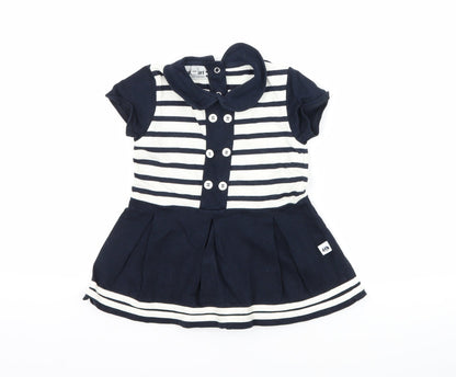 Hublot Girls Blue Striped  A-Line  Size 18 Months