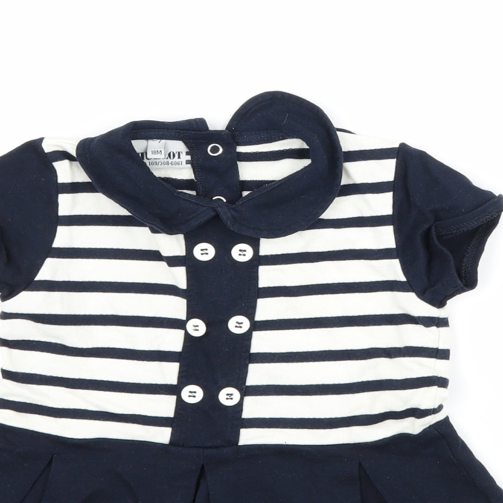 Hublot Girls Blue Striped  A-Line  Size 18 Months