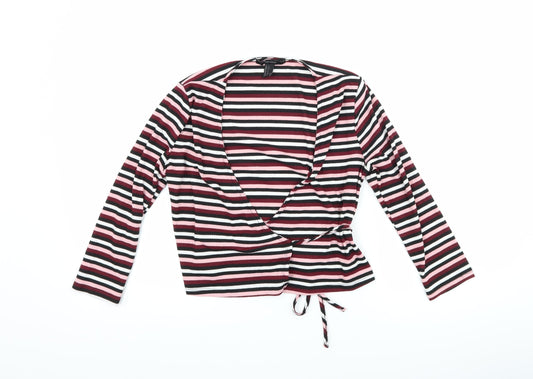 FOREVER 21 Womens Pink Striped  Wrap T-Shirt Size S