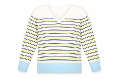 Marks & Spencer Womens White Striped  Pullover Jumper Size 14