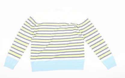 Marks & Spencer Womens White Striped  Pullover Jumper Size 14