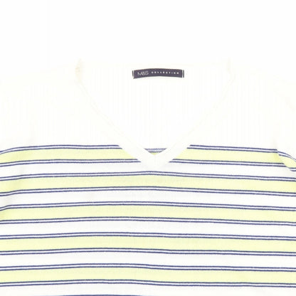 Marks & Spencer Womens White Striped  Pullover Jumper Size 14