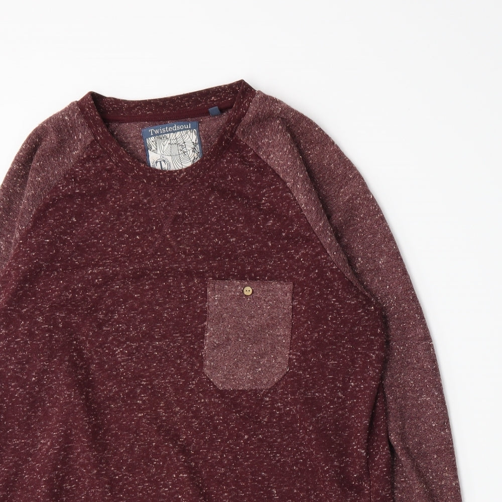 Twisted Soul Mens Red  Knit Pullover Jumper Size M