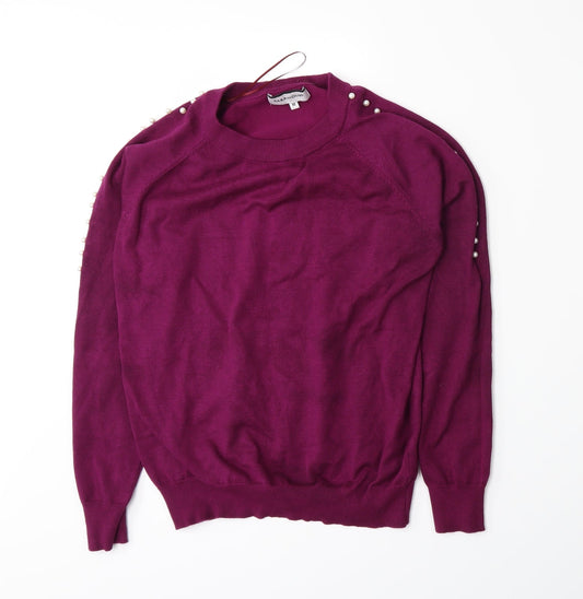 Paramour Womens Purple  Knit Pullover Jumper Size M