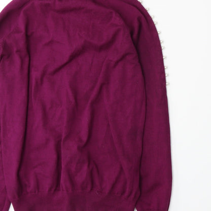 Paramour Womens Purple  Knit Pullover Jumper Size M