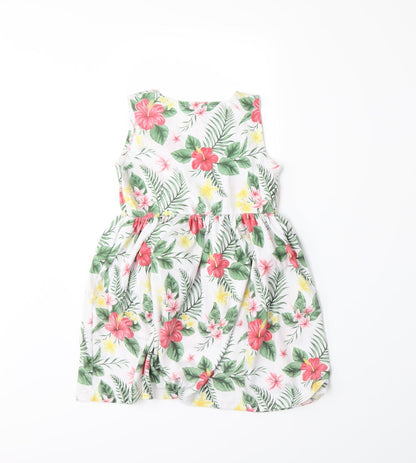 Anni Couture Girls White Floral  A-Line  Size 9 Years