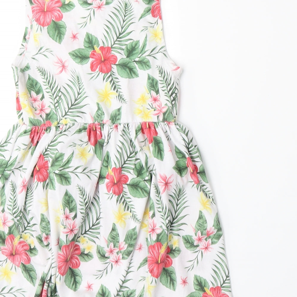 Anni Couture Girls White Floral  A-Line  Size 9 Years