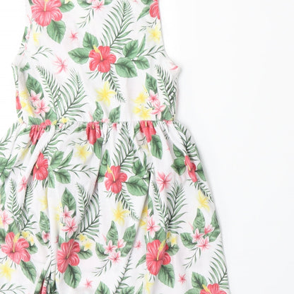 Anni Couture Girls White Floral  A-Line  Size 9 Years