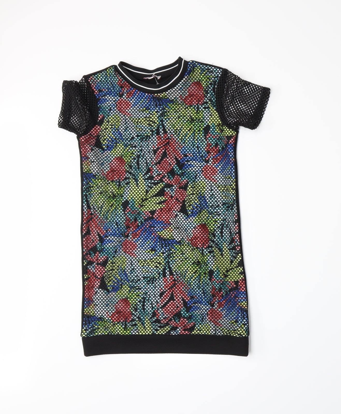 D'lisle Girls Black Floral  Basic T-Shirt Size 7 Years
