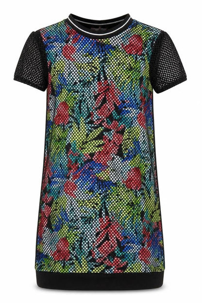 D'lisle Girls Black Floral  Basic T-Shirt Size 7 Years