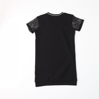 D'lisle Girls Black Floral  Basic T-Shirt Size 7 Years