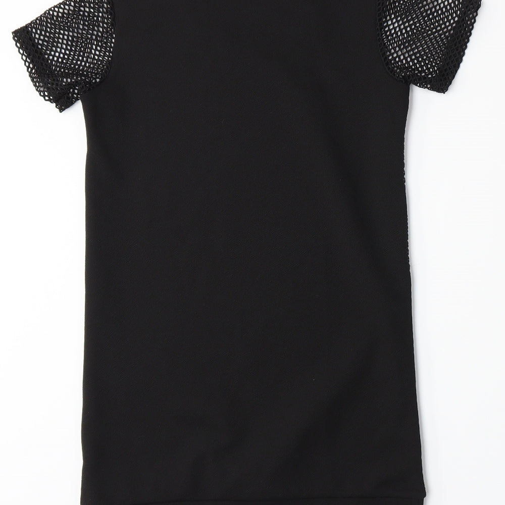 D'lisle Girls Black Floral  Basic T-Shirt Size 7 Years