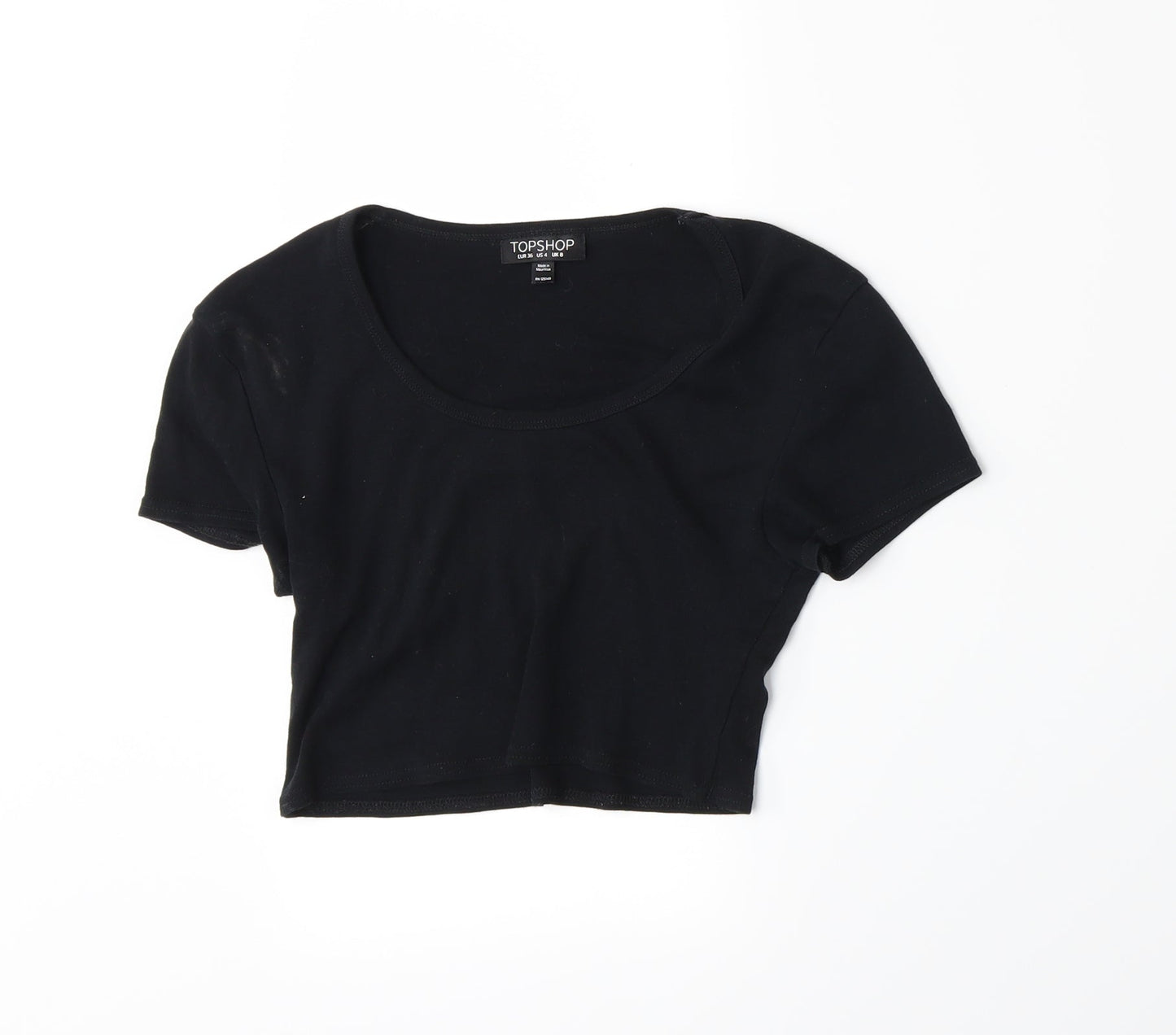 Womens UK Size 8 Topshop Black Basic T-Shirt
