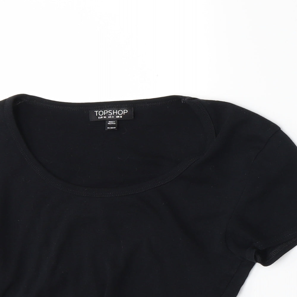 Womens UK Size 8 Topshop Black Basic T-Shirt