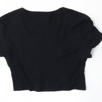 Womens UK Size 8 Topshop Black Basic T-Shirt
