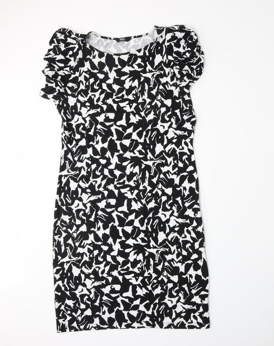 Marks and Spencer Womens Black Floral  A-Line  Size 12