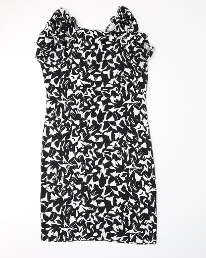 Marks and Spencer Womens Black Floral  A-Line  Size 12