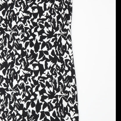 Marks and Spencer Womens Black Floral  A-Line  Size 12