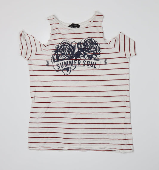 Atmosphere Womens White Striped Jersey Basic T-Shirt Size 4