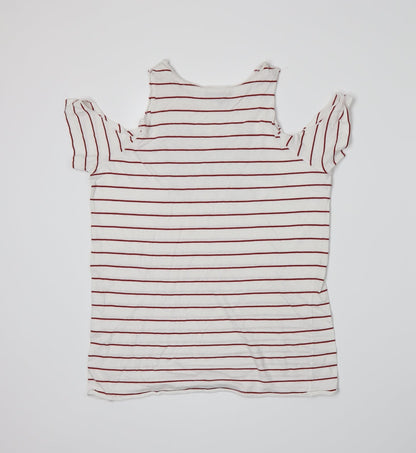 Atmosphere Womens White Striped Jersey Basic T-Shirt Size 4