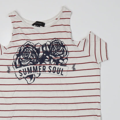 Atmosphere Womens White Striped Jersey Basic T-Shirt Size 4