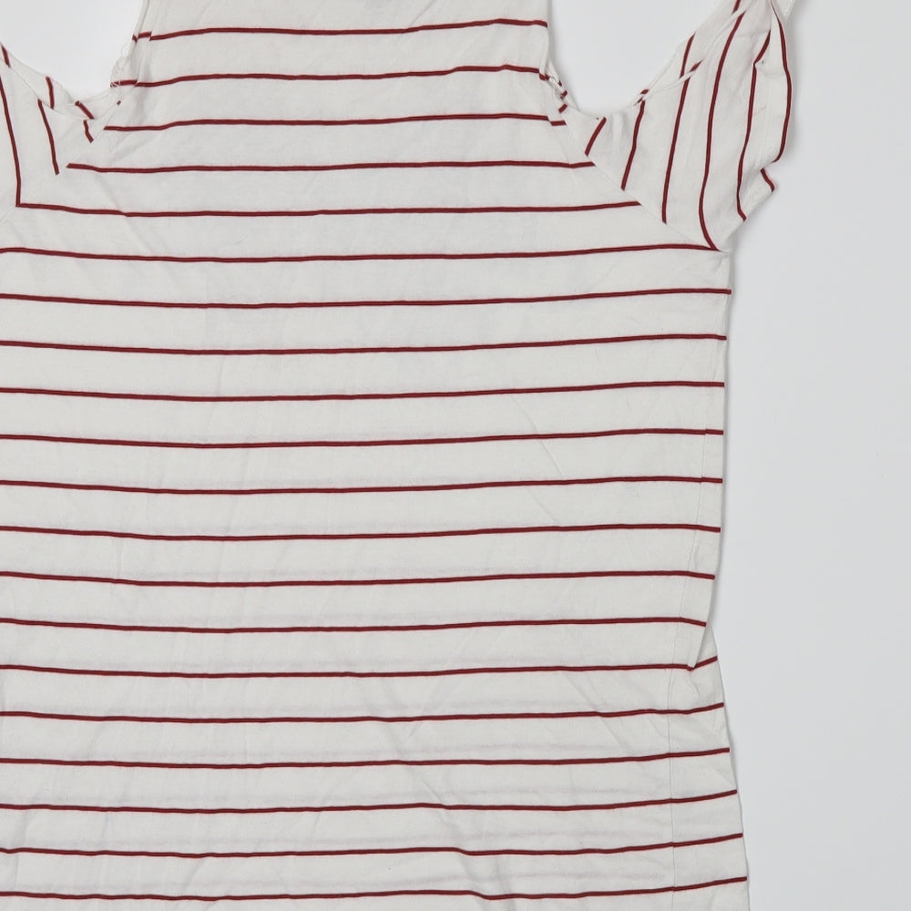 Atmosphere Womens White Striped Jersey Basic T-Shirt Size 4