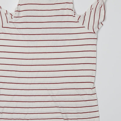 Atmosphere Womens White Striped Jersey Basic T-Shirt Size 4