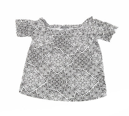 Primark Womens Black Geometric  Basic Blouse Size 12