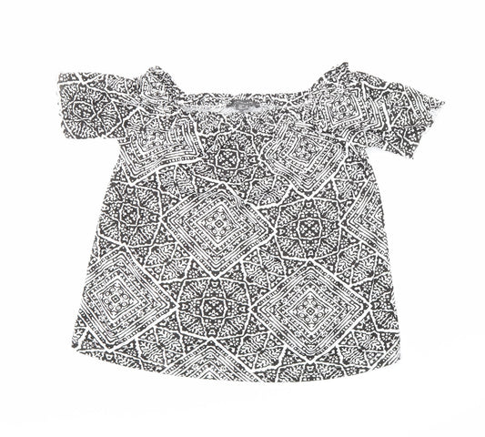 Primark Womens Black Geometric  Basic Blouse Size 12