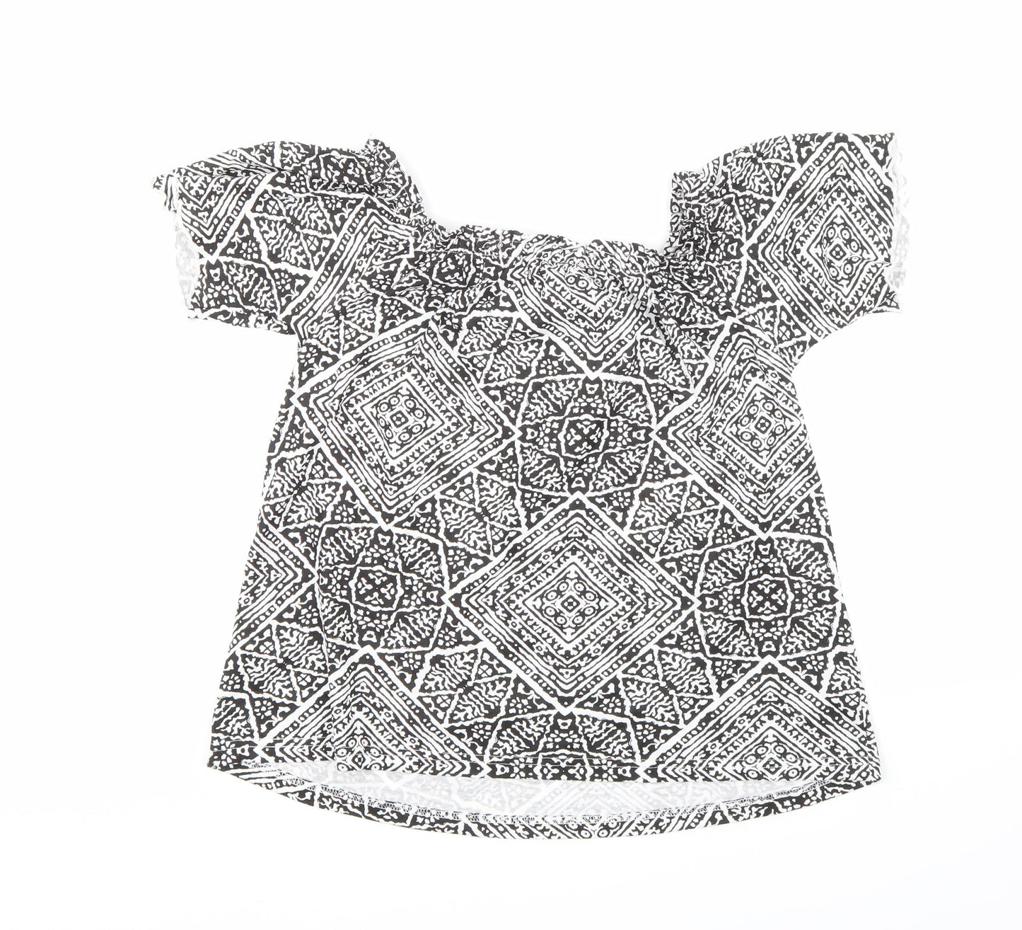 Primark Womens Black Geometric  Basic Blouse Size 12